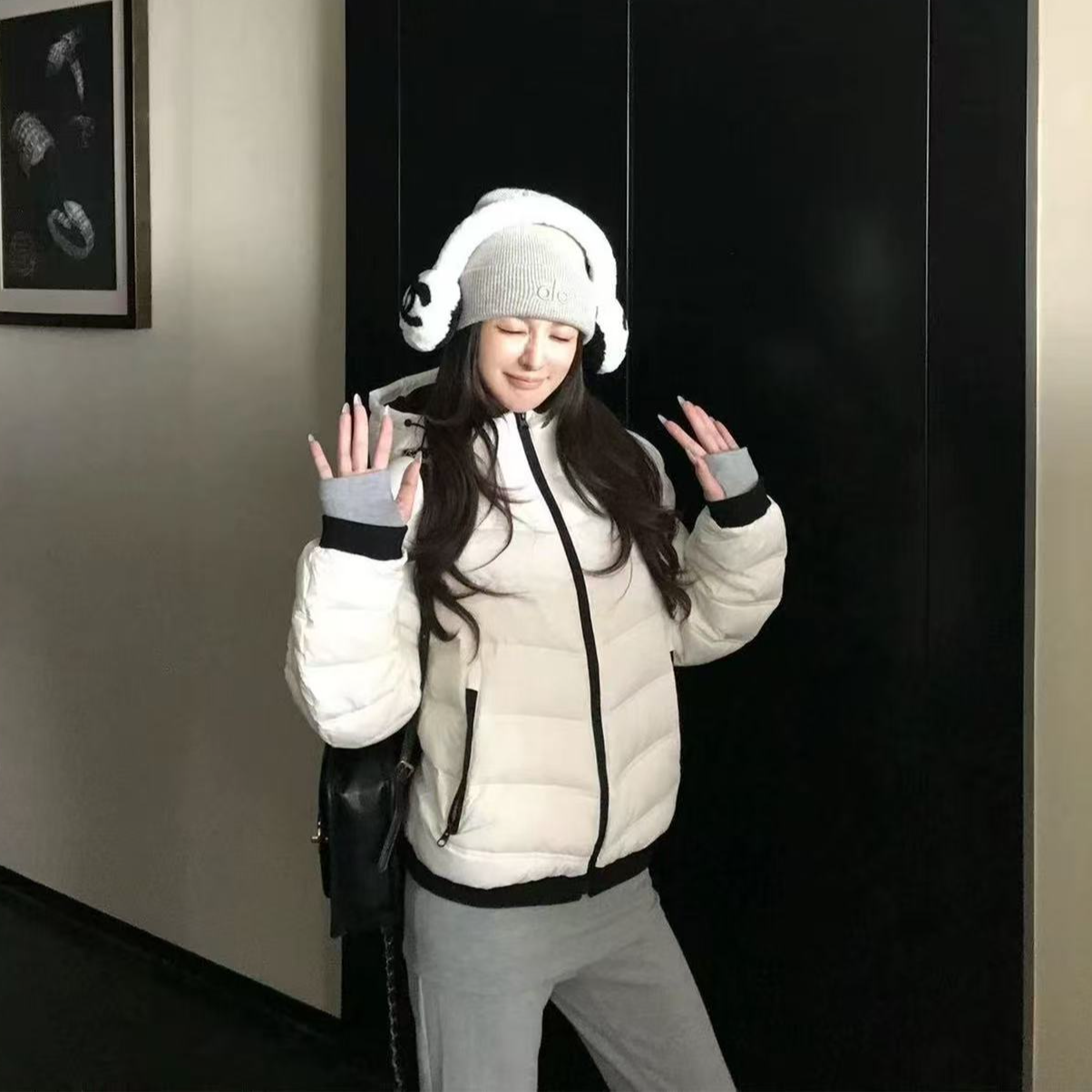 【无缝压胶】冬季新款纯色连帽运动休闲保暖棉服小个子宽松短外套