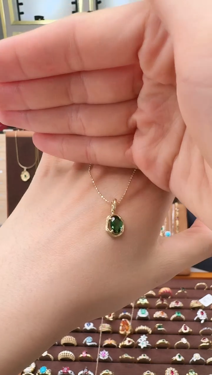 【闪购商品】碧玺吊坠(不含链)18K金镶嵌碧玺