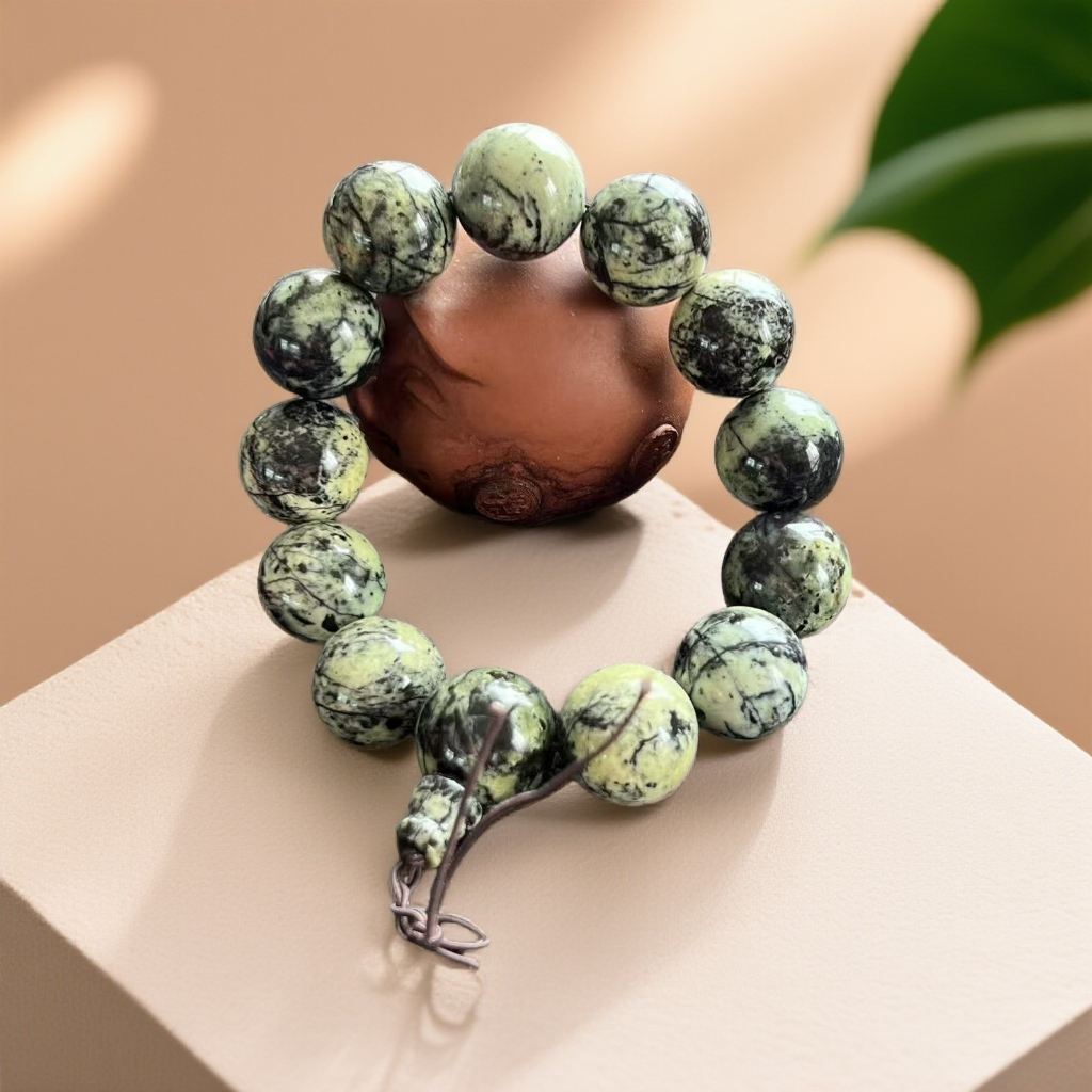 泰山玉25手持老料满星高密天然佛珠佩戴大尺寸圆珠