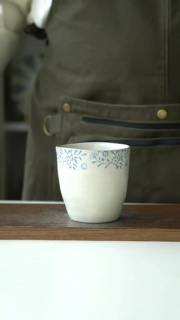 【闪购商品】陶瓷繁花手握杯@4-2@