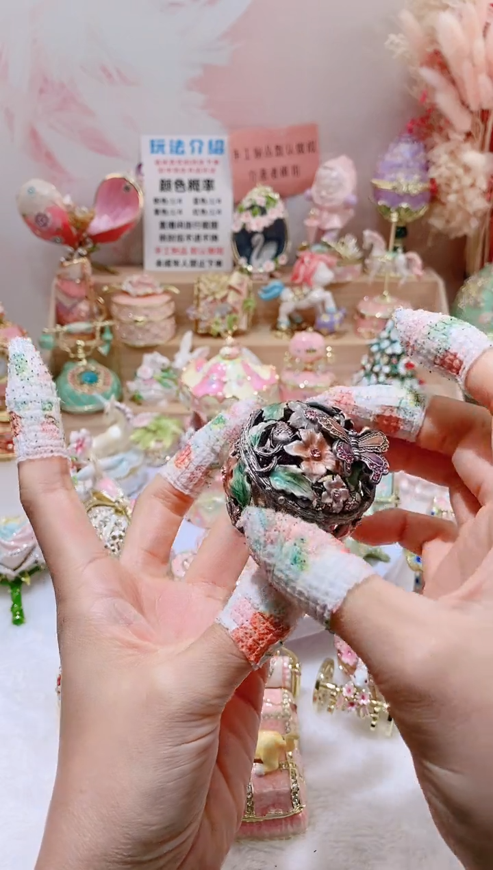 合金中古珐琅彩首饰盒摆件