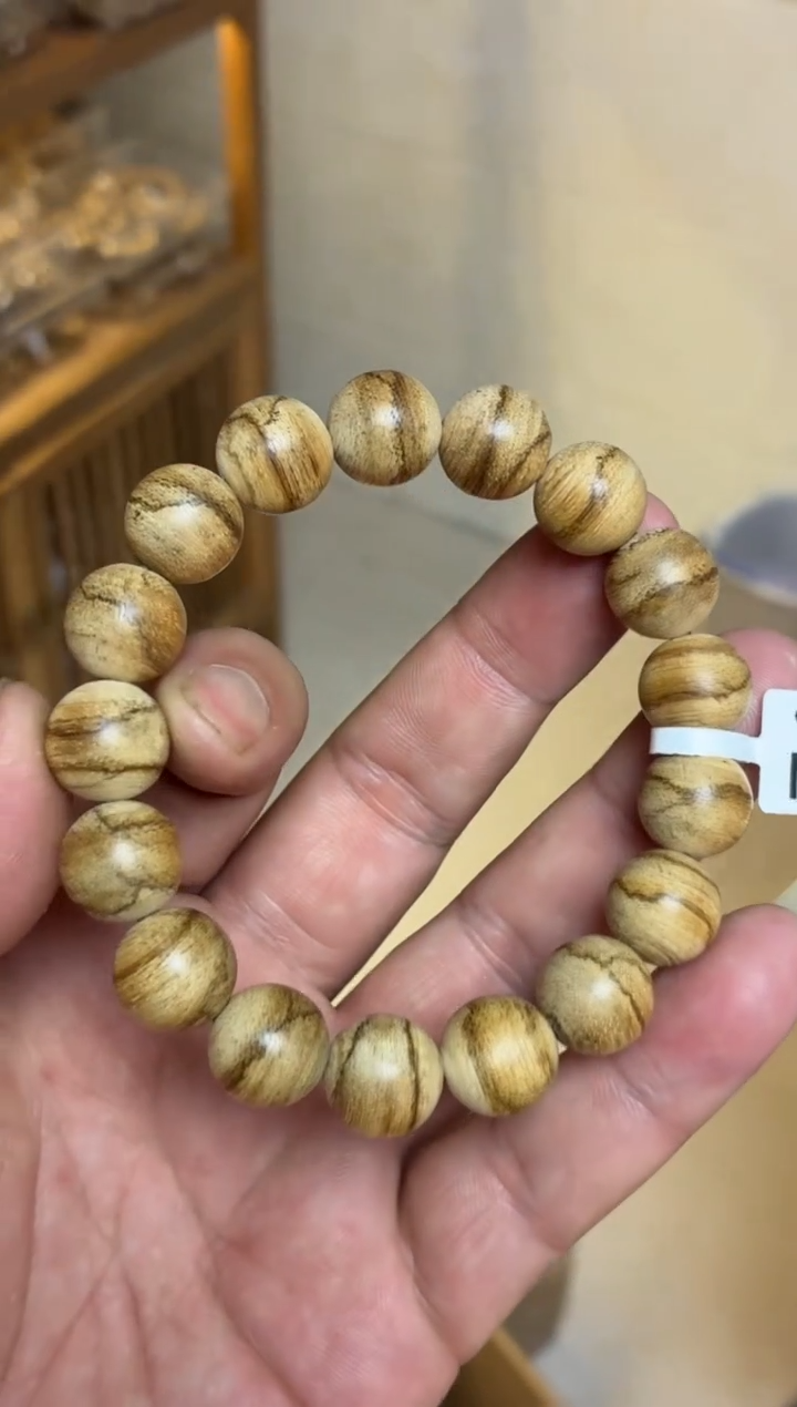沉香手串 达拉干圆珠单圈虎皮纹1.3多样性发其一