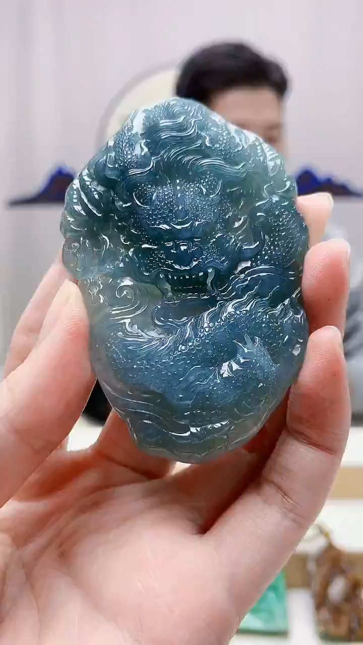 未镶嵌定制翡翠4917zm-毛货挂件72龙牌