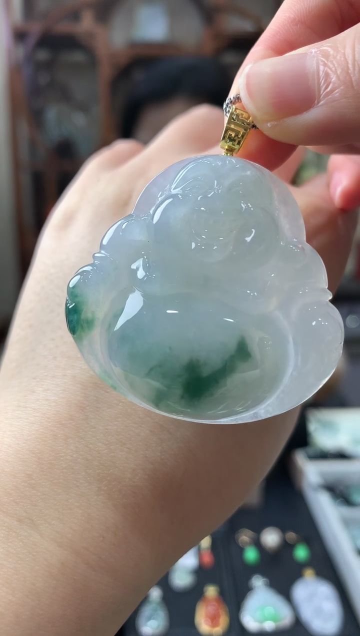 【闪购商品】翡翠吊坠(不含链)18K金镶嵌挂件