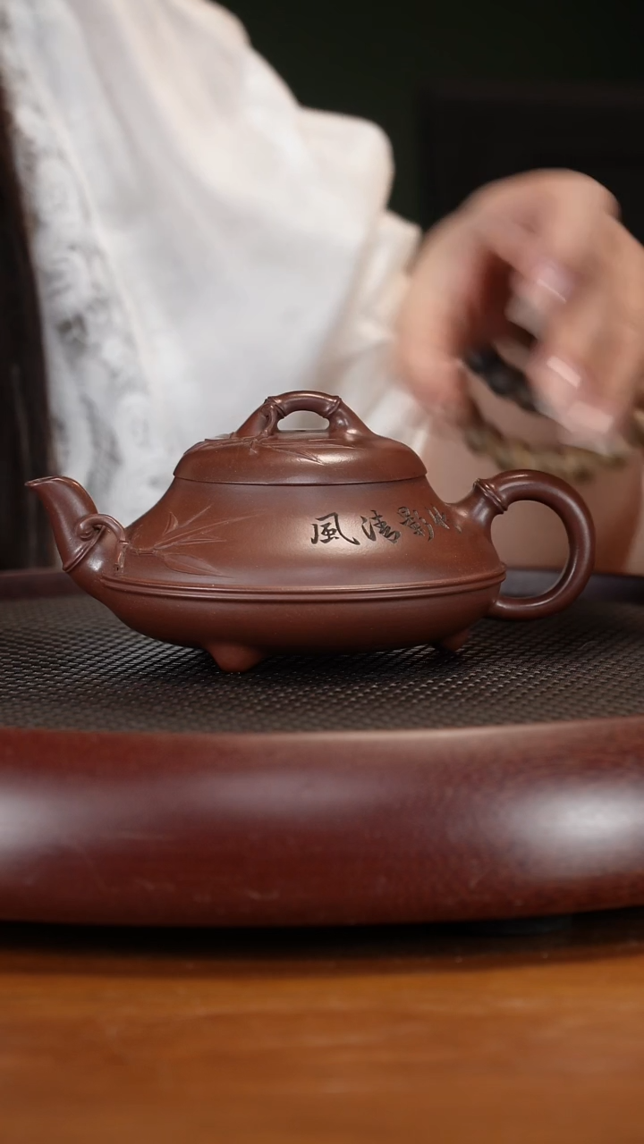 茶壶紫砂137GSZ竹节石瓢 老紫泥280cc
