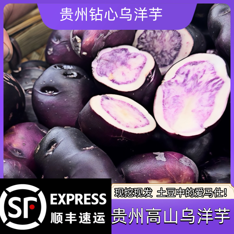 【顺丰包邮】贵州六盘水四格乌洋芋5斤10斤花青素土豆贵州乌洋芋