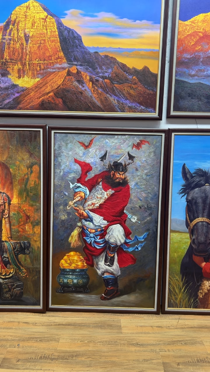 油画感*钟馗加关羽带框发货