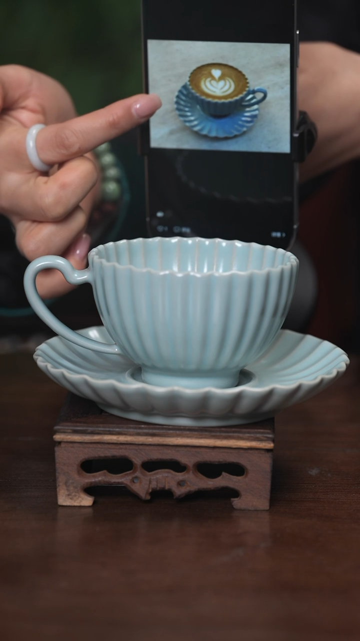 【闪购商品】清凉寺原产地仿古釉手工汝瓷咖啡杯