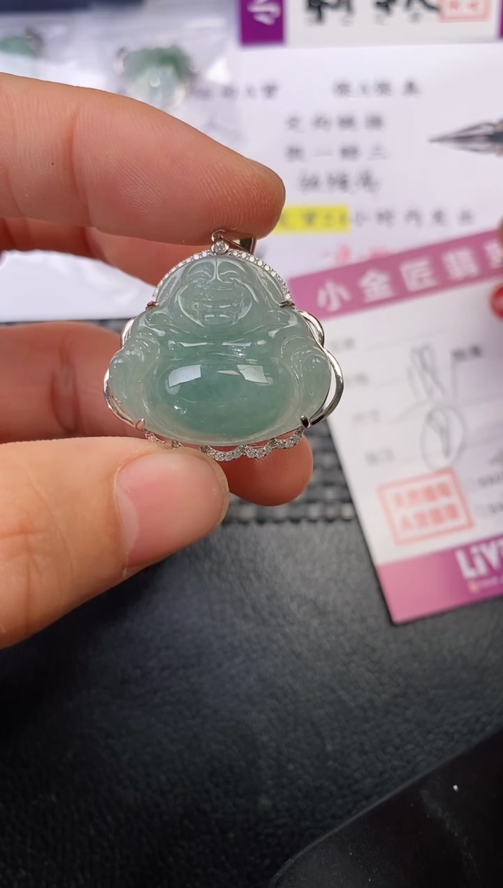 颈饰银S925镶嵌翡翠隔**二挂件