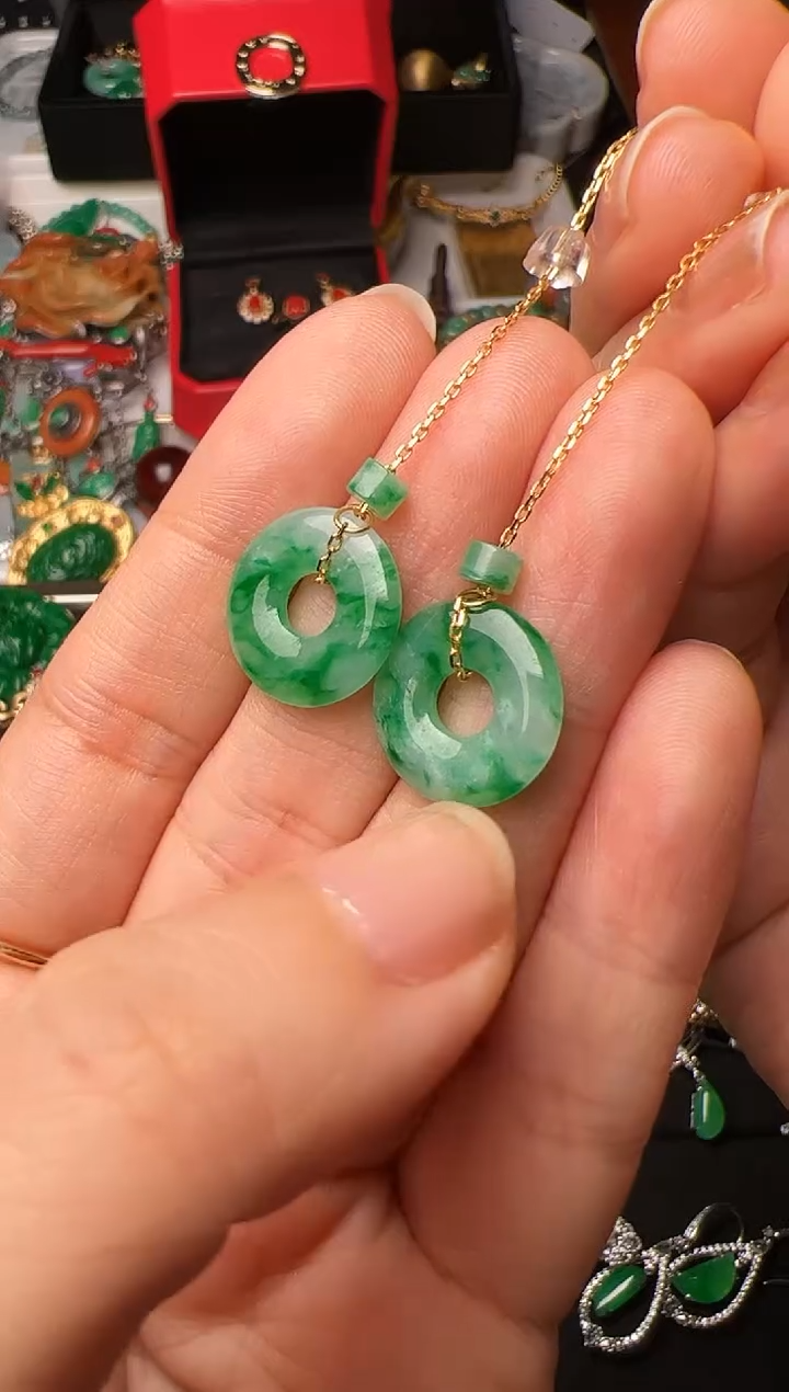 【闪购商品】翡翠耳饰18K金镶嵌【闪购商品】