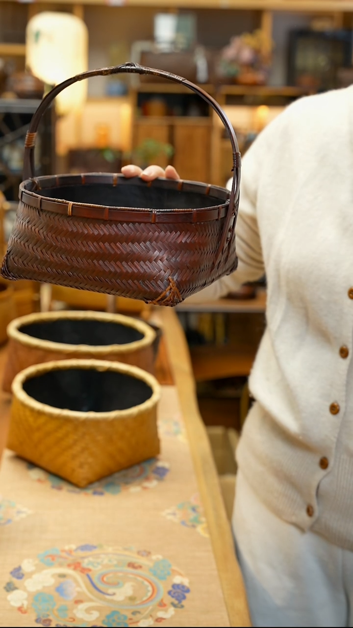 茶****美做旧竹编碳篓