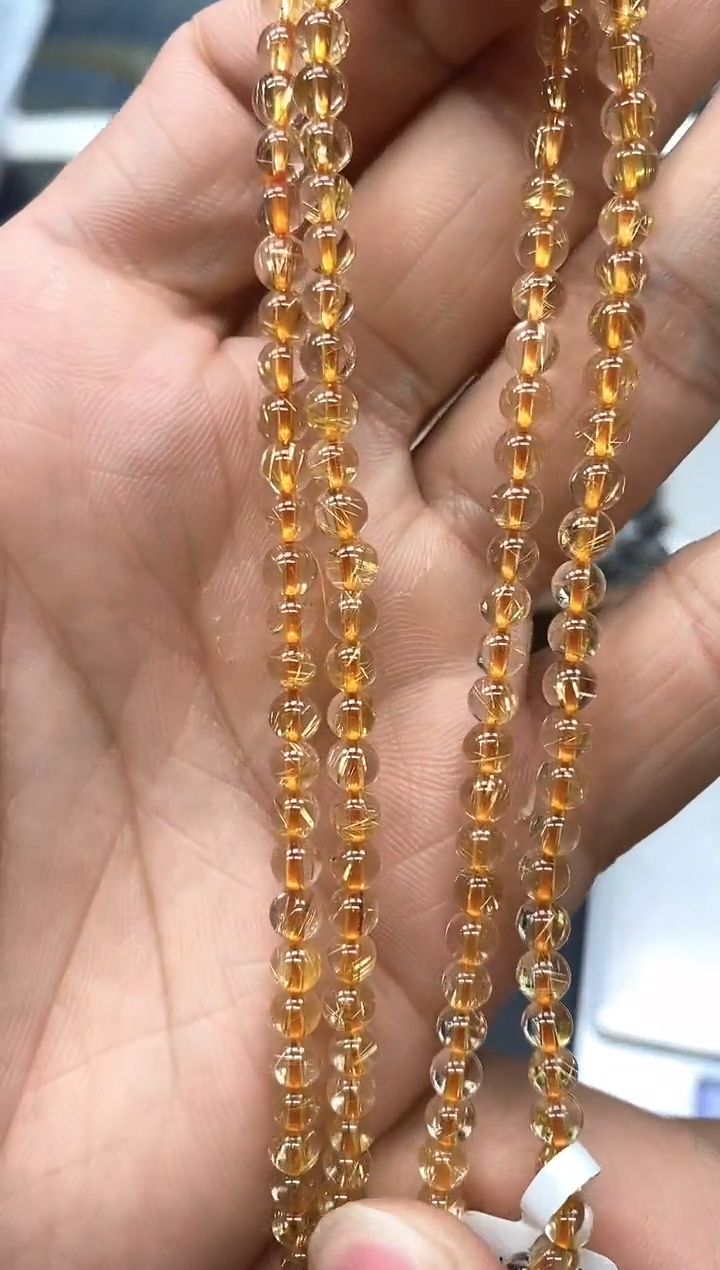 未镶嵌手串水晶2金发晶多圈4mm