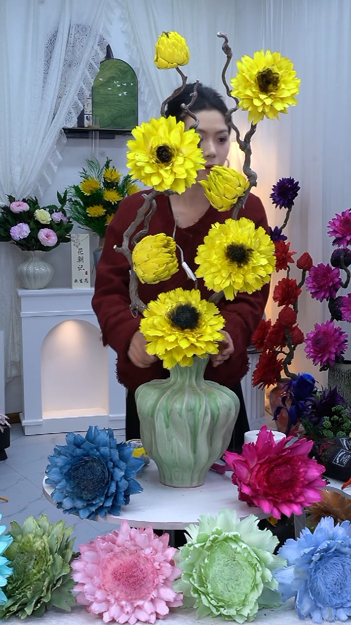 龙枣支洋蓟向日葵【带花瓶】