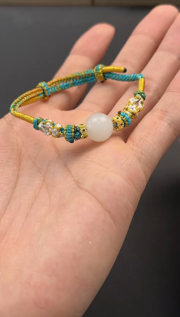 未镶嵌手串和田玉和田黑山卡12单珠微色差