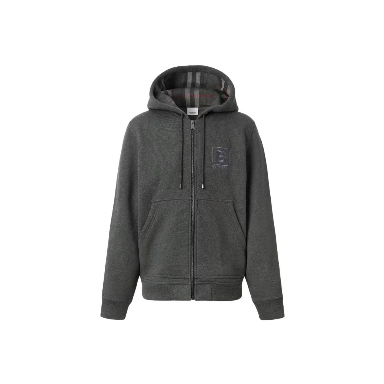Burberry博柏利 字母Logo刺绣长袖连帽卫衣 男款 深灰色80618551