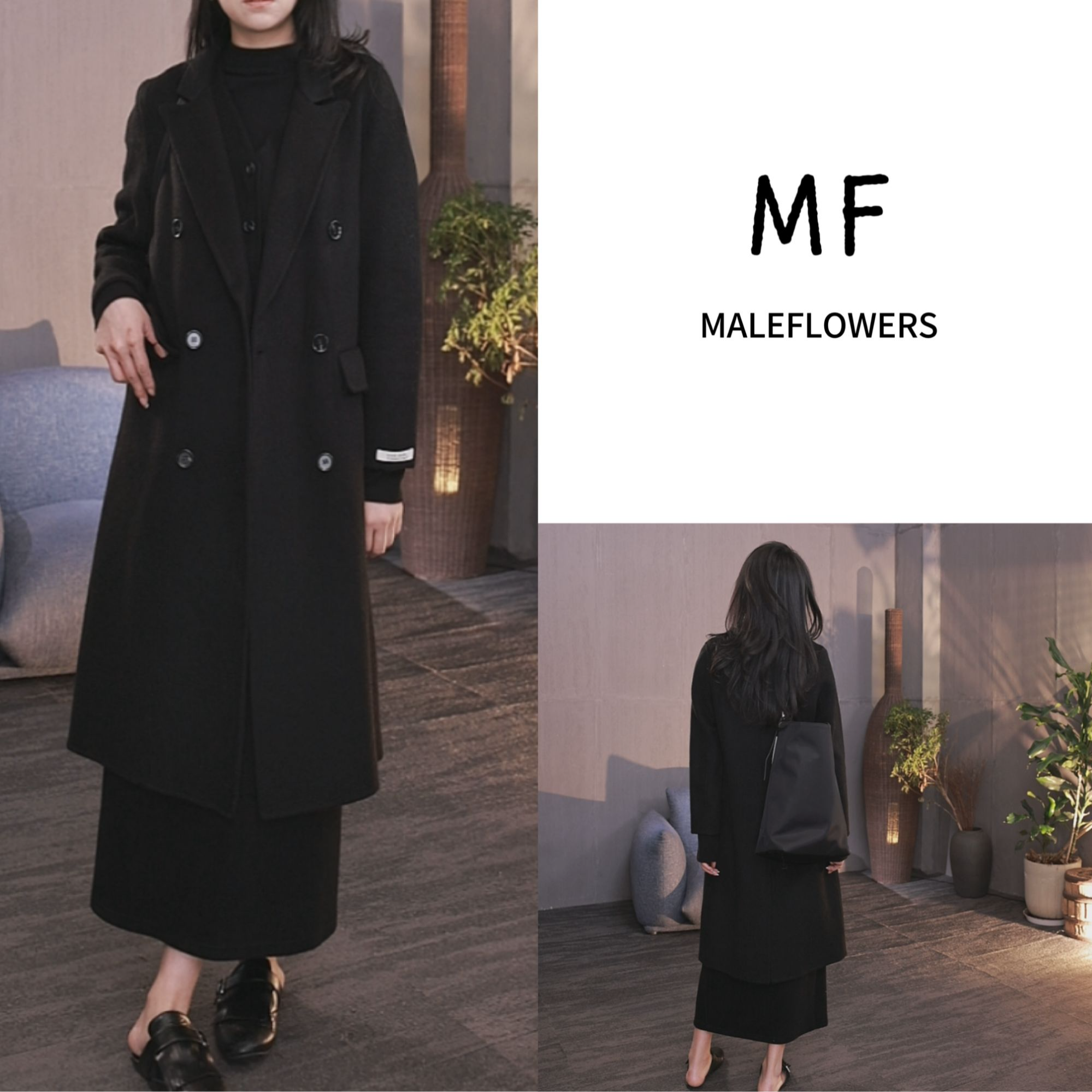 东倪MF 两件套高端轻奢呢子大衣含马甲毛呢外套中长款冬 85D8160