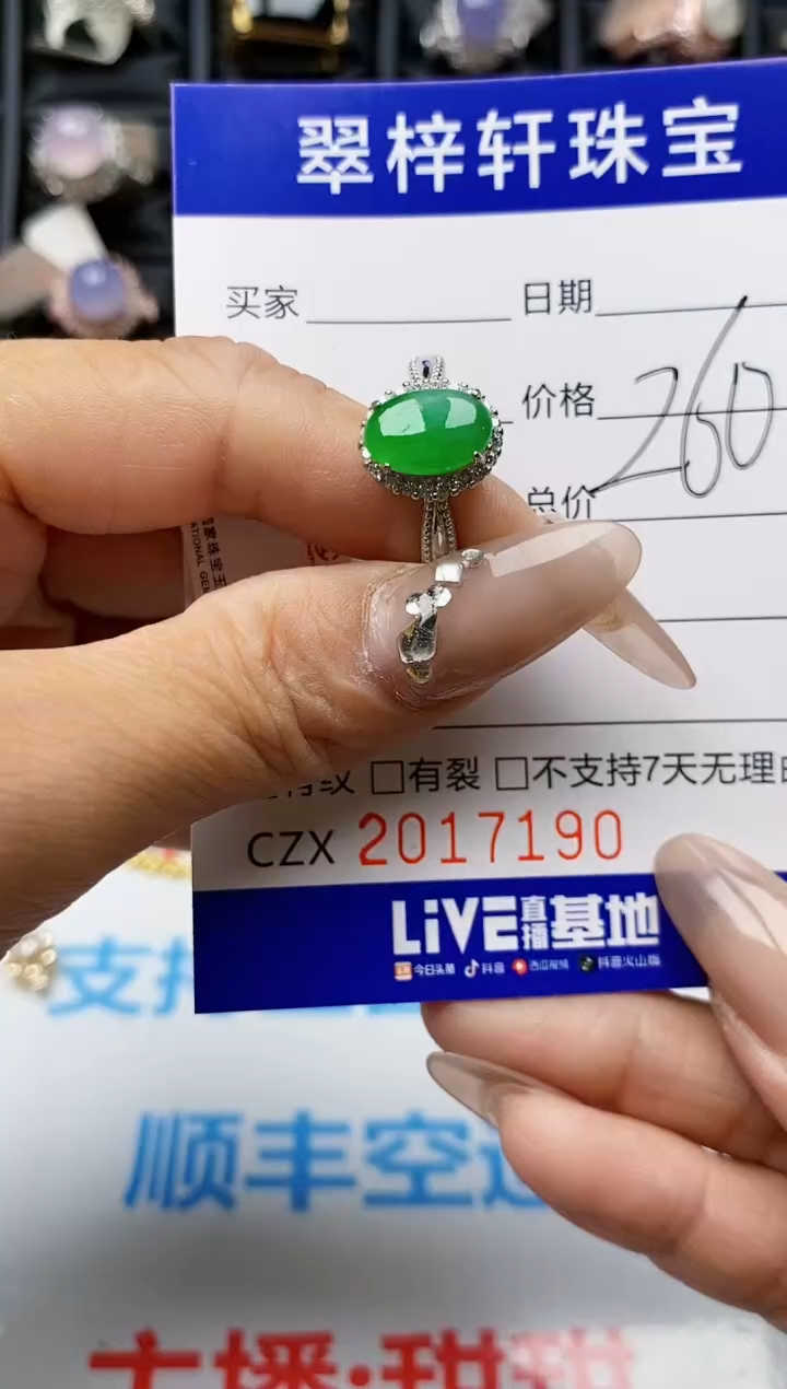【闪购商品】翡翠戒指银S925镶嵌7190
