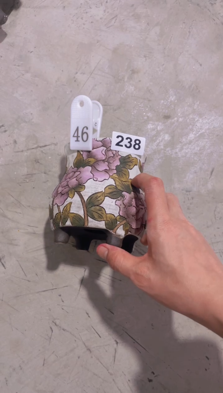 摆件橙***?46陶花岛花盆罐—手工痕迹默认，大小会有1-2公分误差