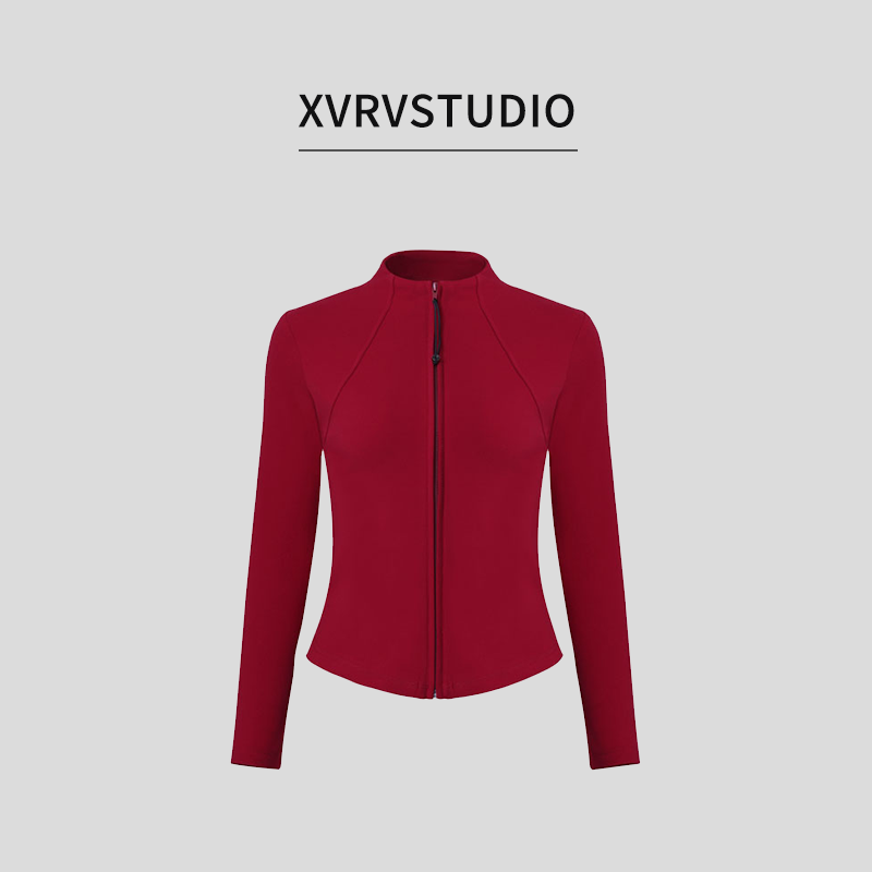 XVRV秋季2025新款运动跑步新款外套长袖健身全拉链立领上衣