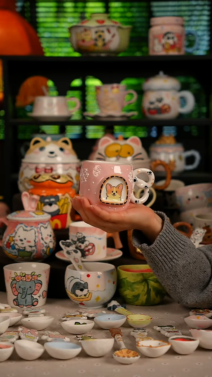 陶瓷无盖款景德镇高温釉下彩纯手绘创意瓷