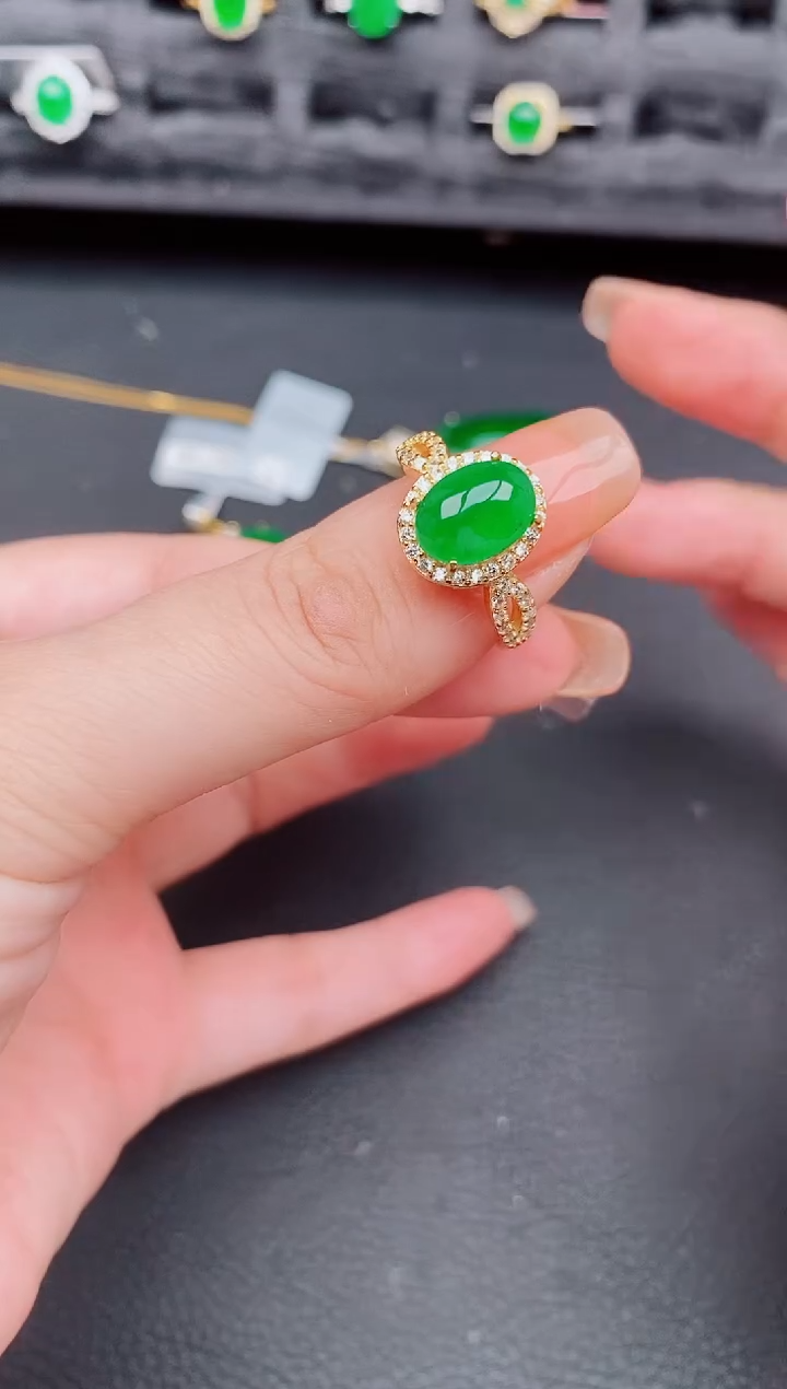 翡翠戒指银S925镶嵌天然a货翡翠260