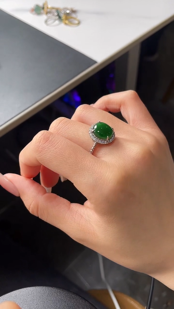 【闪购商品】翡翠戒指银S925镶嵌4565435