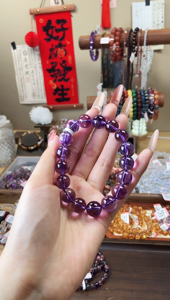 【闪购商品】水晶手链未镶嵌巴西紫水晶12mm