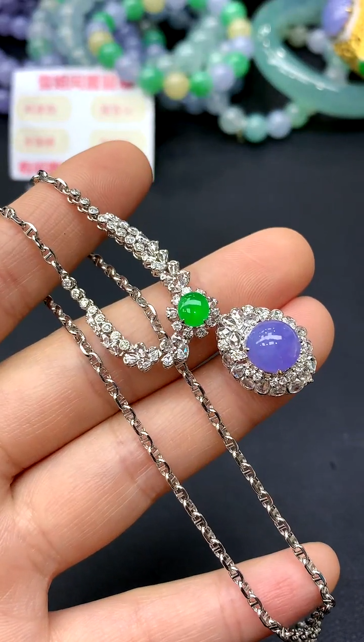 颈饰18K金镶嵌翡翠403-中国好珍宝