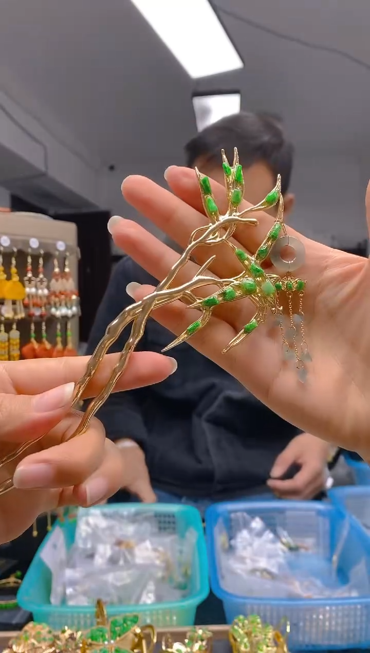 【闪购商品】翡翠耳饰合金0546翡翠发簪