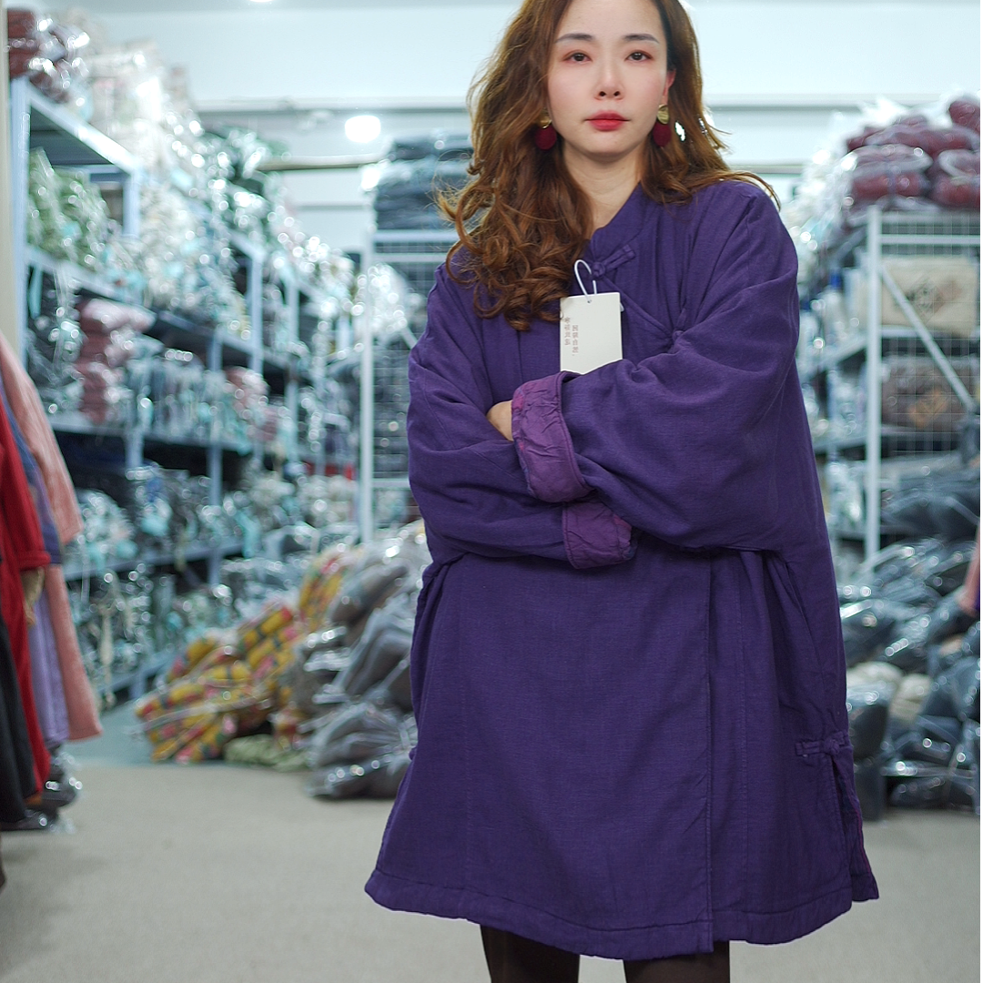 花璟与麻原创设计款斜襟立领外套棉衣（衣长81胸围160）