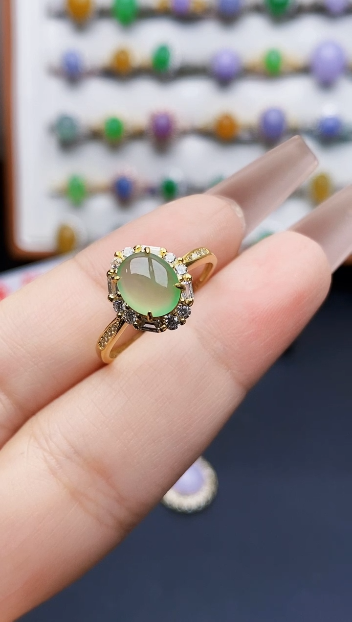 银S925镶嵌戒指翡翠3712