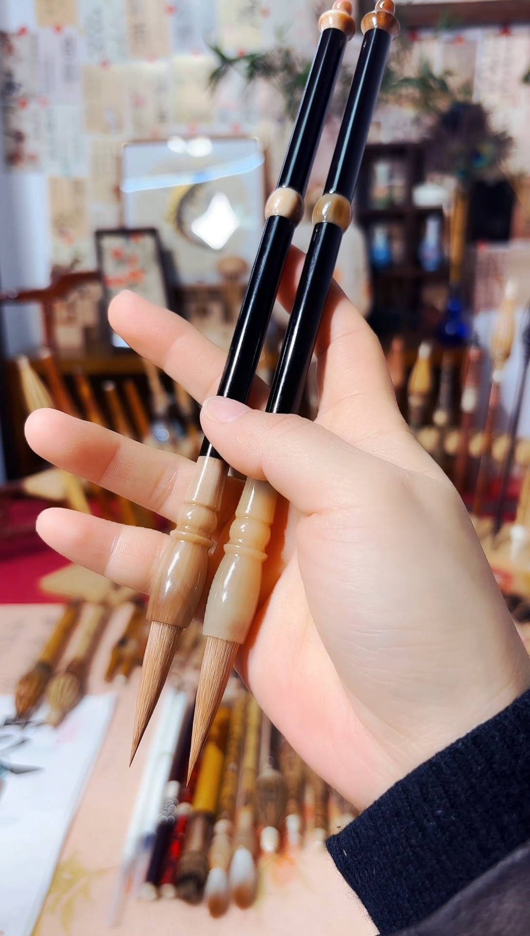 闪17 紫光黑檀牛角狼毫出峰3.6（清水试笔）一支