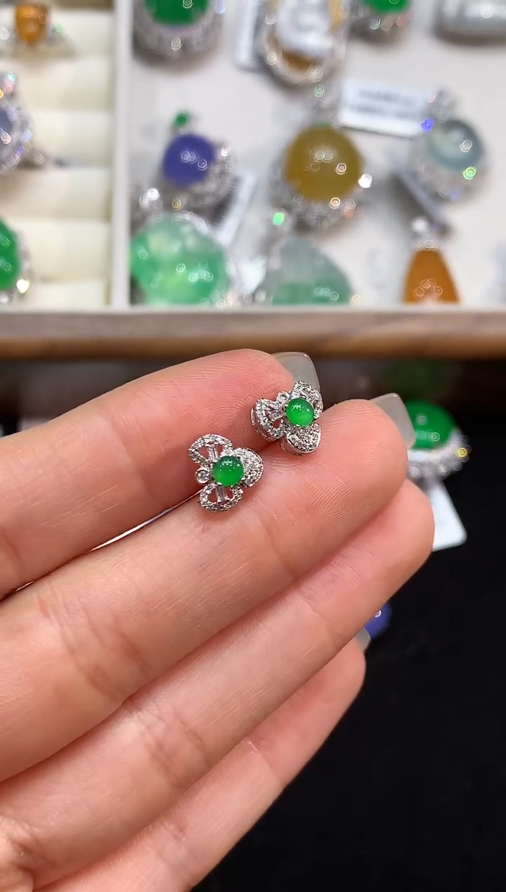 【闪购商品】翡翠耳饰18K金镶嵌4683 