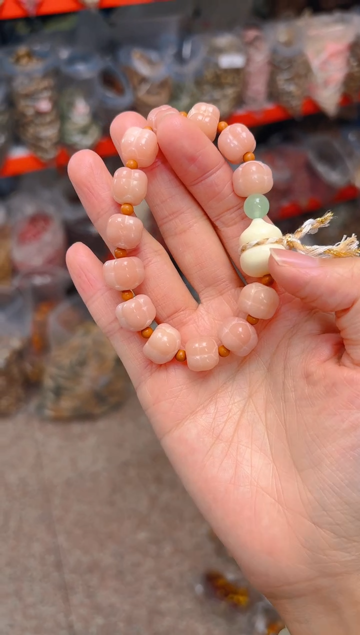 吊坠菩提根/象牙果粉色事事如意单圈