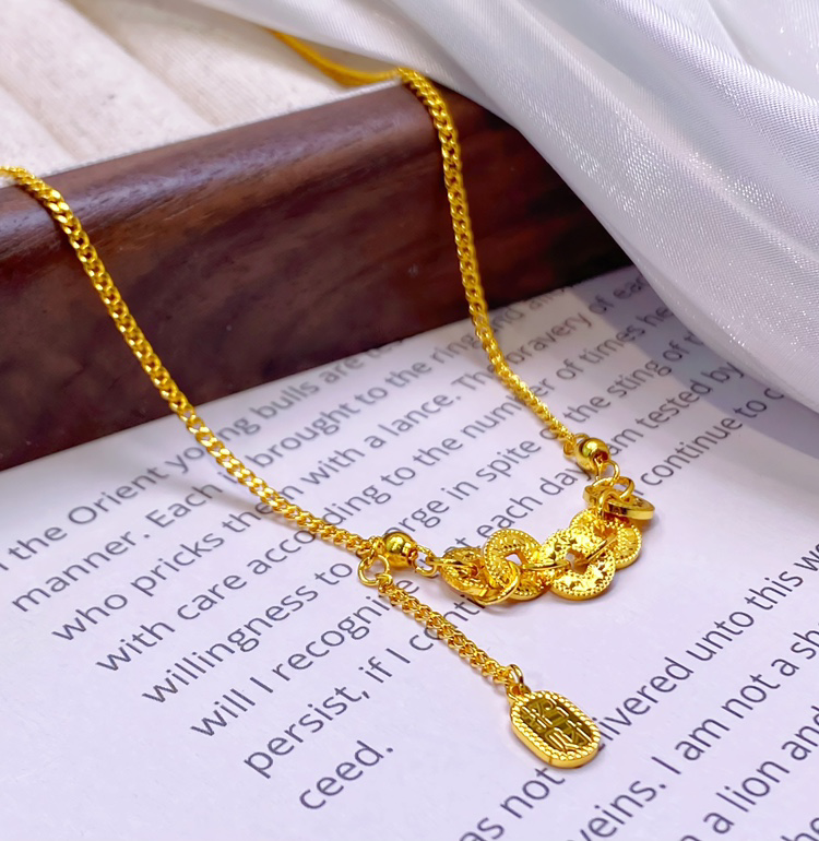 【香港正品】轻奢时尚铜钱碎冰冰流苏项链（1227）