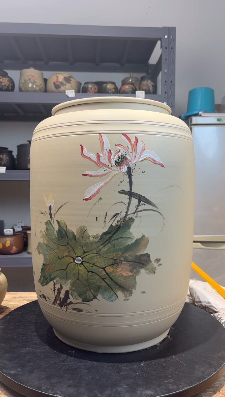 建水紫陶白泥精品茶罐高50直径33