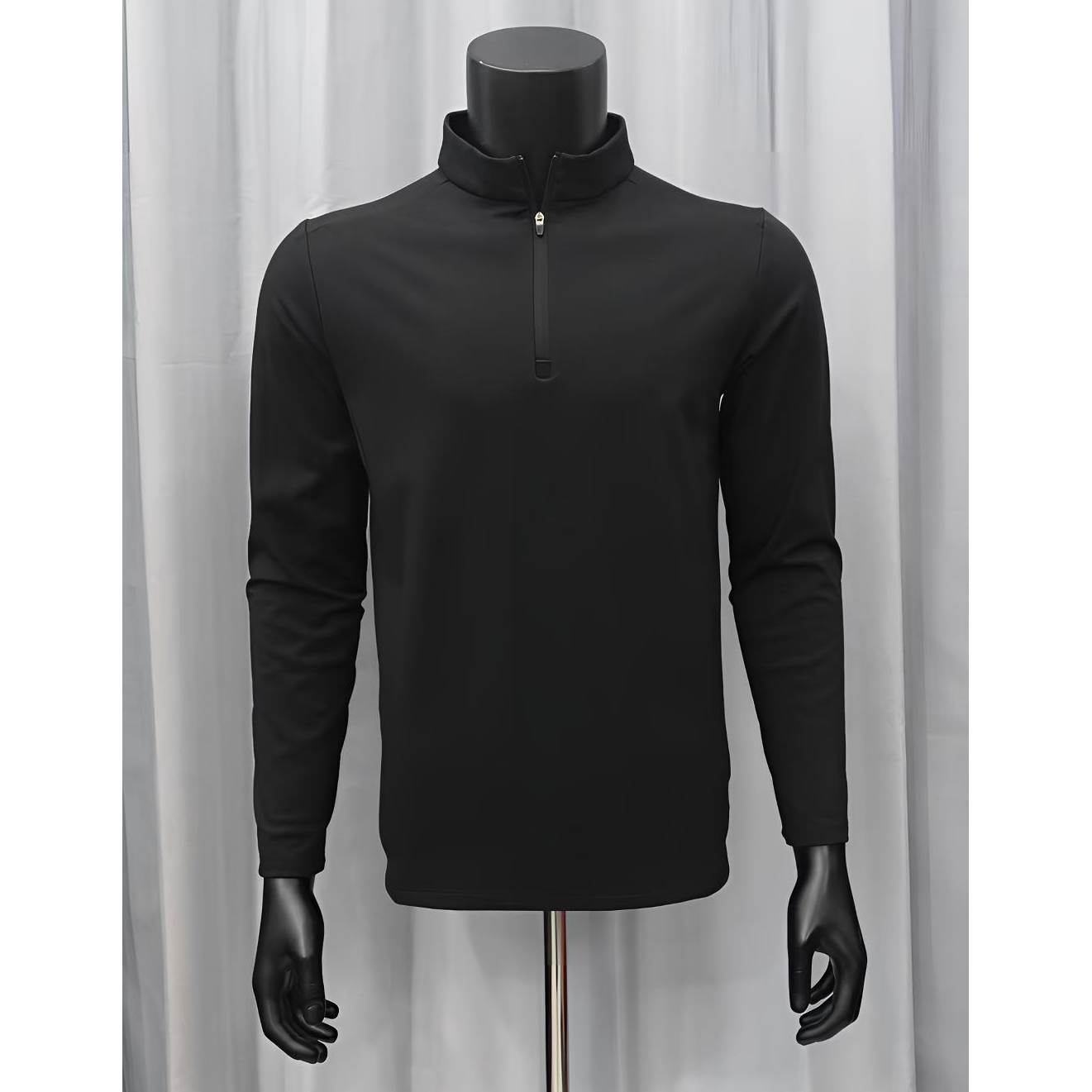 立领秋冬半拉链常规百搭加绒款保暖长袖T恤男款时尚