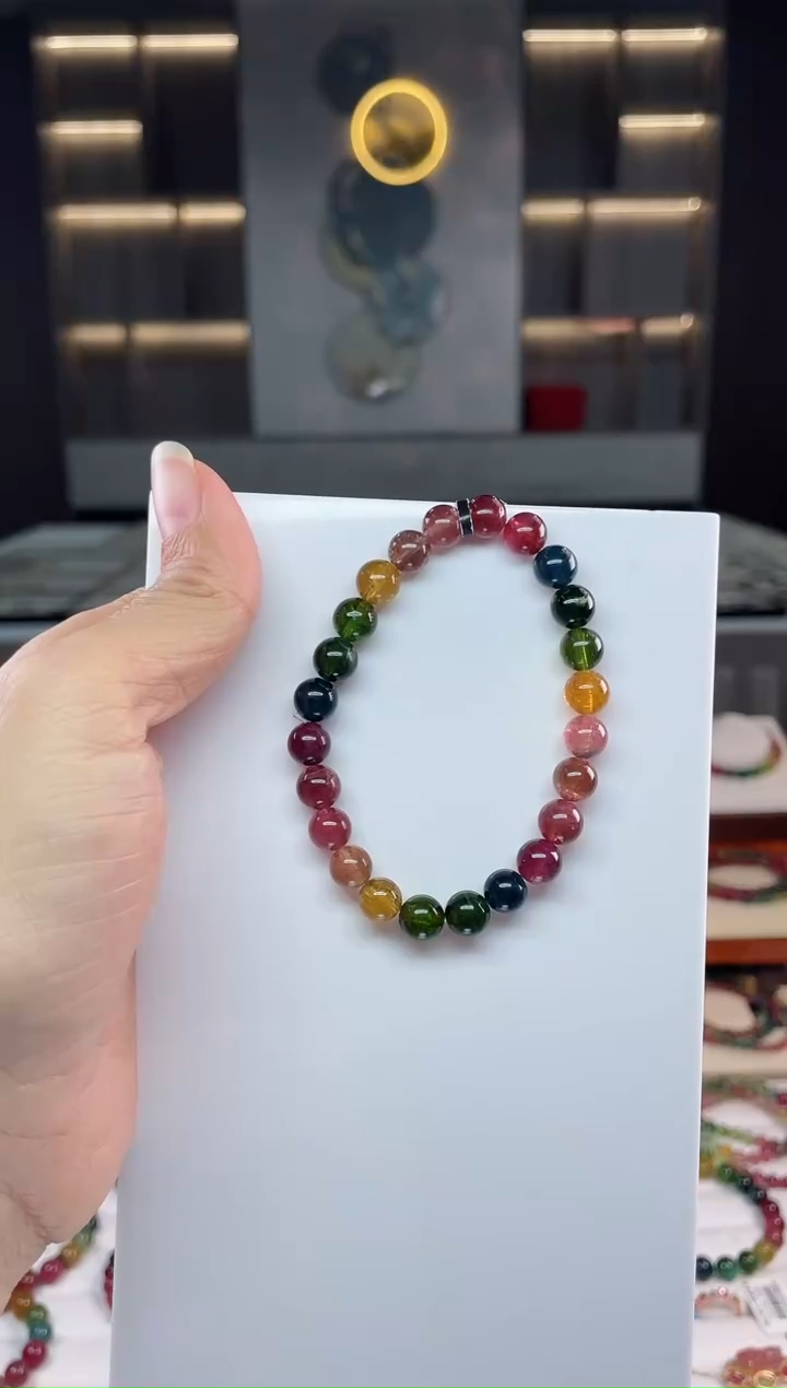 未镶嵌老矿碧玺单圈手串7mm+碧玺（多样性发一条）Q