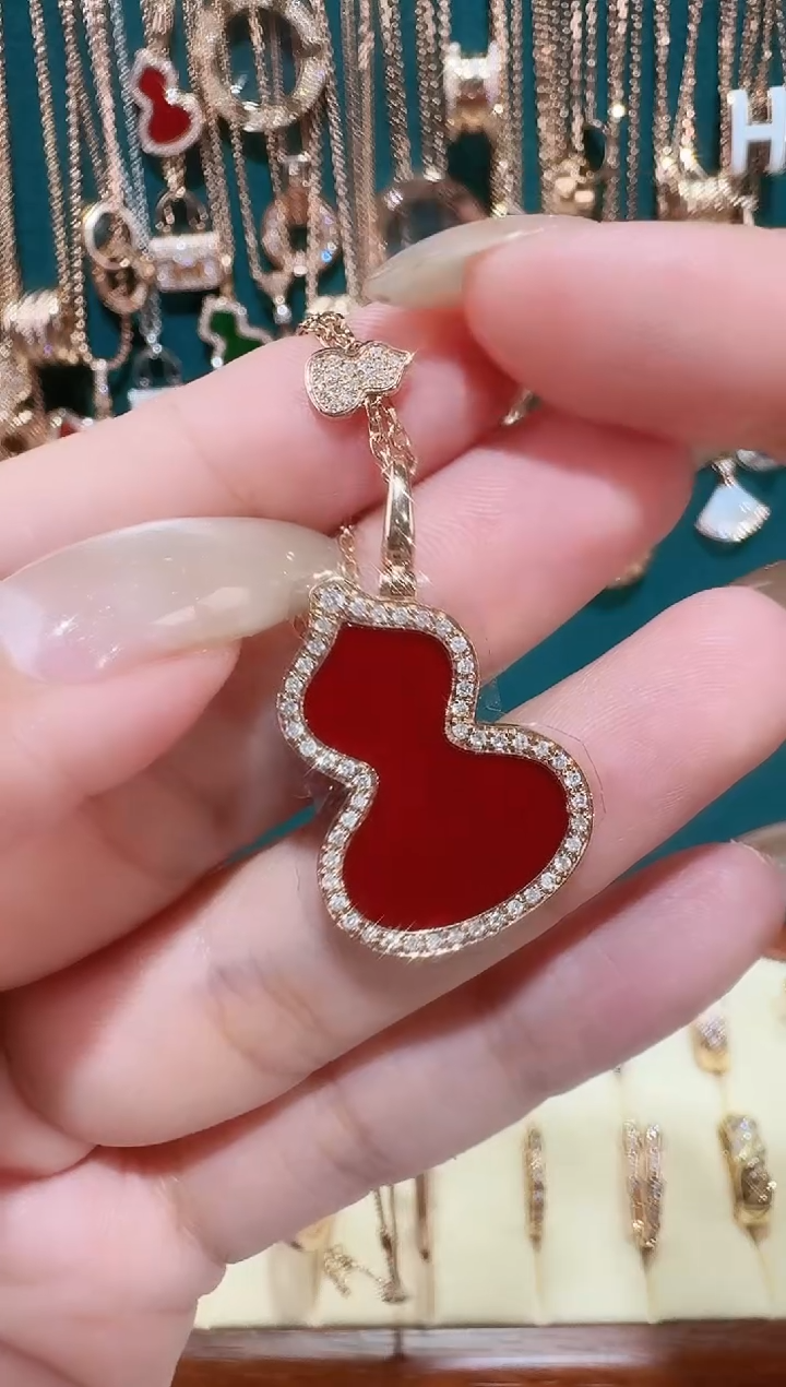 【闪购商品】钻石套链18K金镶嵌大号红色套链