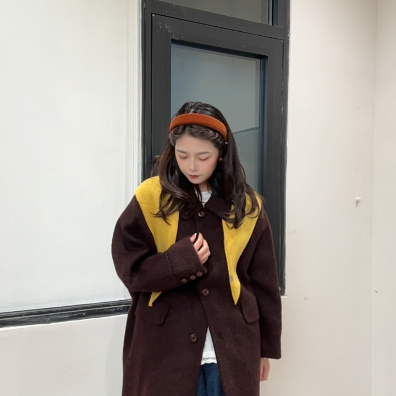 2025新款苏力羊驼毛垂坠感秋冬宽松韩系女小个子中长款双面呢大衣