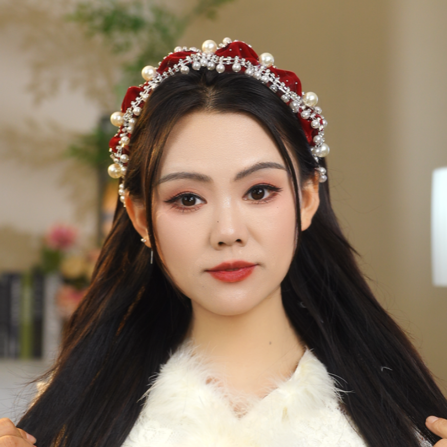 花姐饰品赫本巴洛克发箍发饰冬季珠珠高级丝绒头箍网红小香风头饰