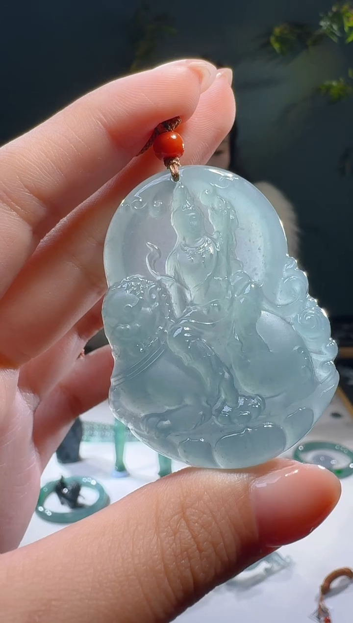 【闪购商品】翡翠颈饰未镶嵌天然A货翡翠文殊