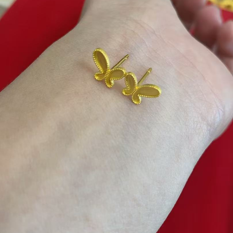 蝴蝶耳钉足金999