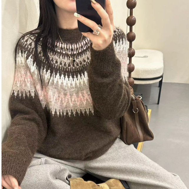 费尔岛~保暖百搭女网红厚款打底圆领时尚常规款针织