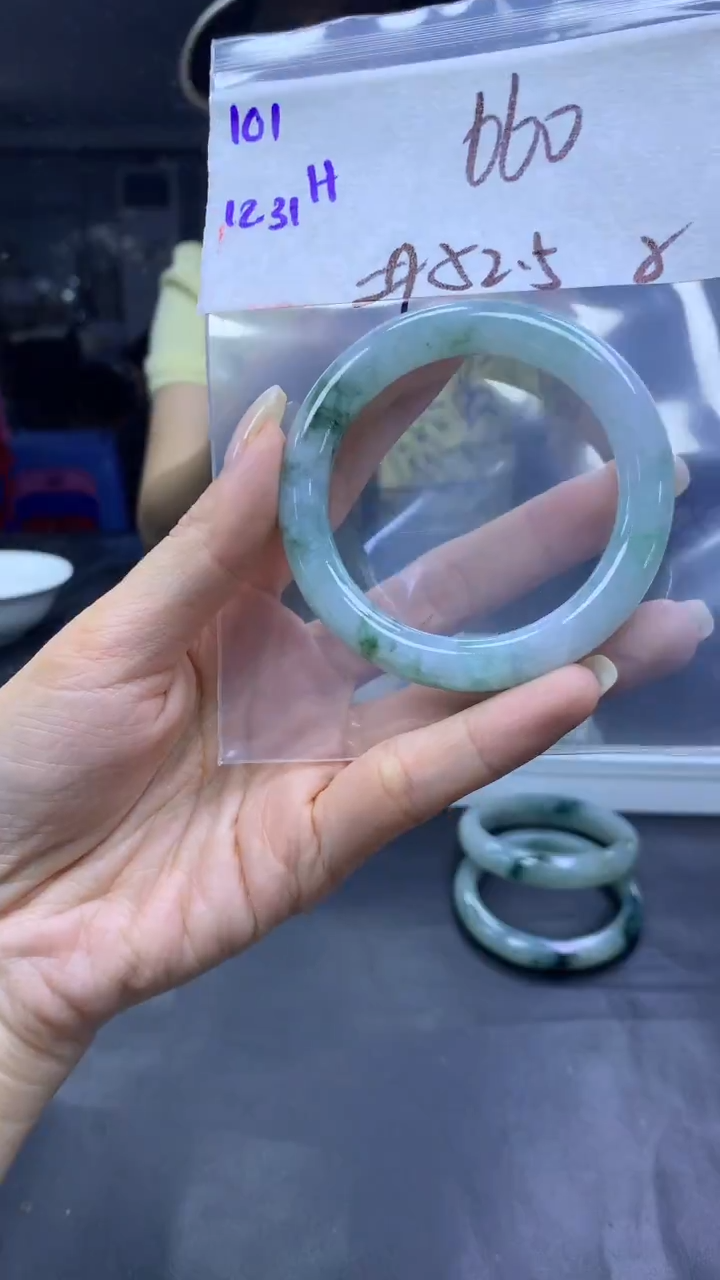 未镶嵌定制翡翠101手镯52.5纹+660元+拍一发一