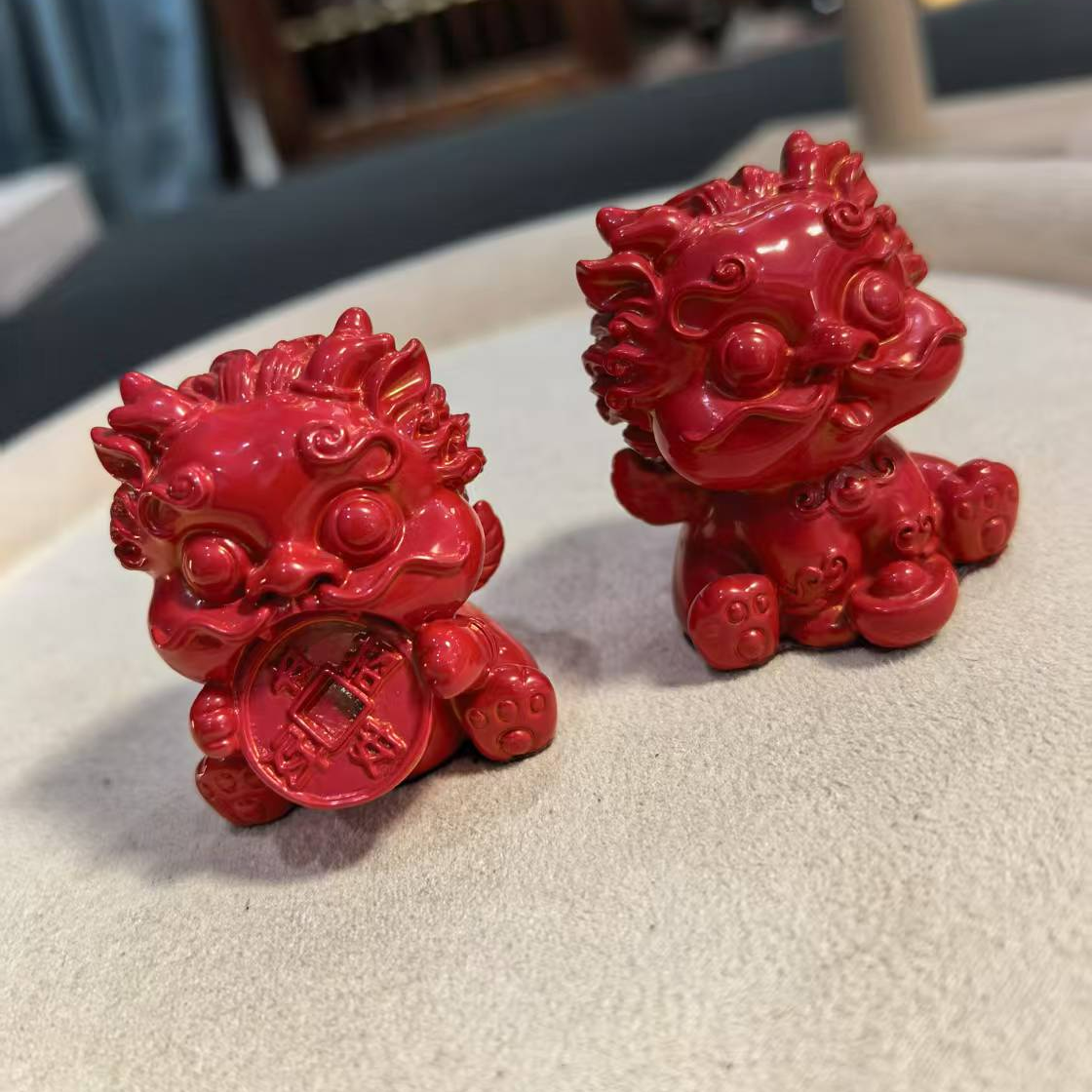 含辰砂工艺品朱砂吞金兽摆件一对*1 XS 念一造物