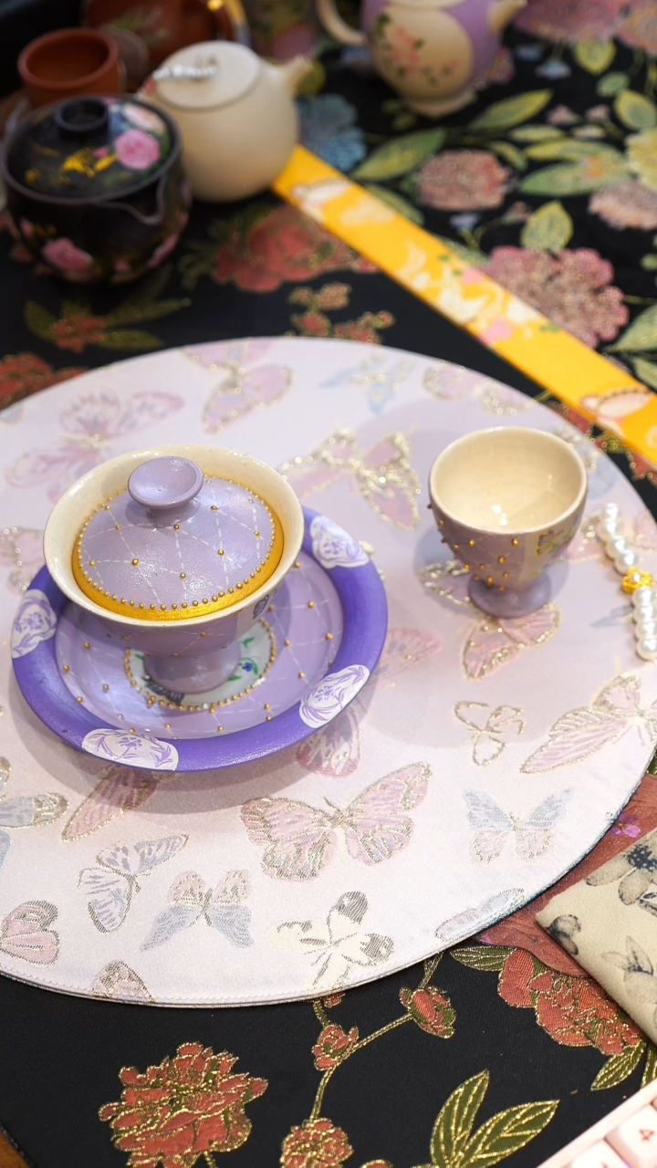 【闪购商品】瓷片四件套紫色大碗茶的茶器