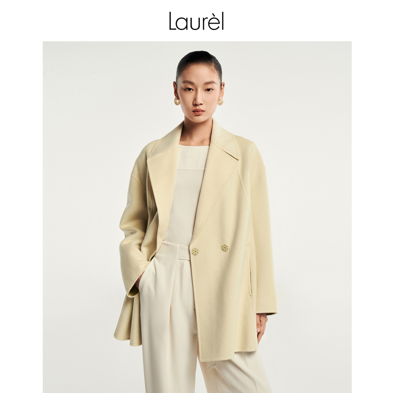 【粉丝专享】【轻薄绵羊毛】Laurel秋冬奶油大衣女LWL344D05800