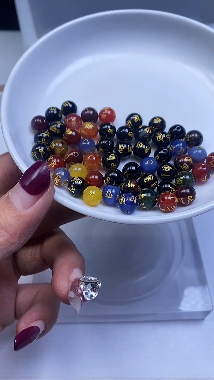 未镶嵌散珠玛瑙/玉髓B307 多宝六字8mm10颗6元