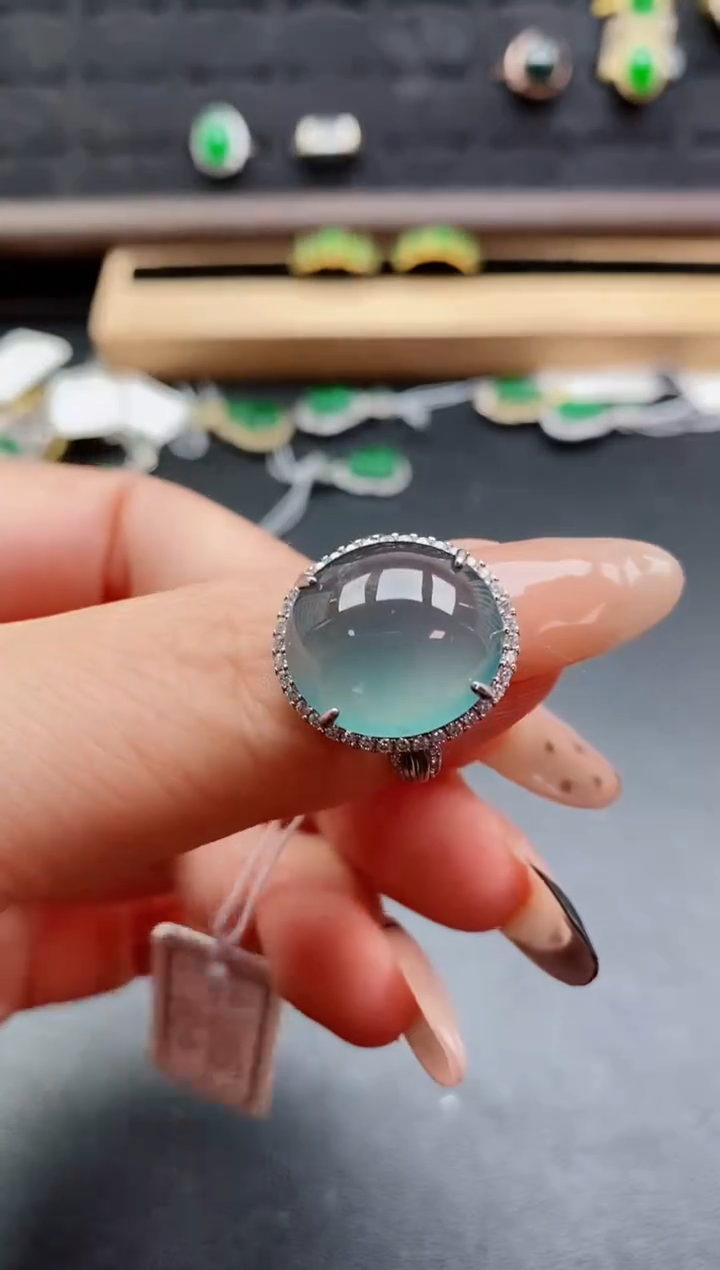 银S925镶嵌戒指翡翠1